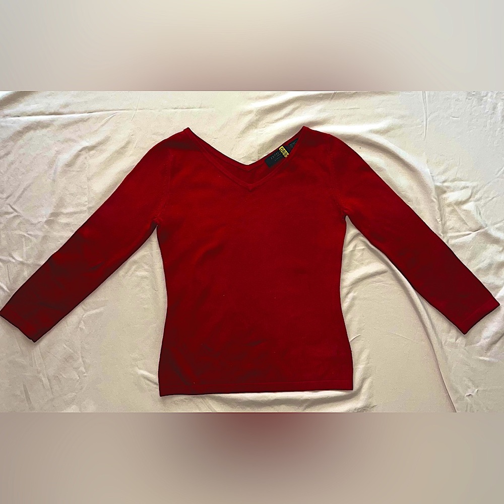Express World Brand Stretch Size Small Red long sleeve blouse